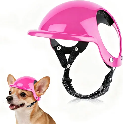 Vista 10 de LESYPET Casco para perros extra pequeños, casco de motocicleta ajustable para perros con diseño de agujero para las orejas, ideal para montar al