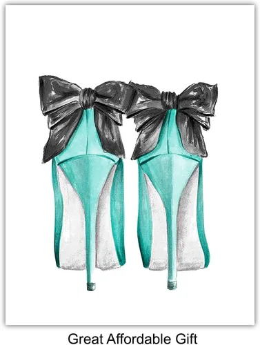 Vista 6 de Arte de pared glam azul - Perfume de diseñador, zapatos, bolsos - Regalo de diseño de alta moda para fashionista - Decoración de pared de lujo