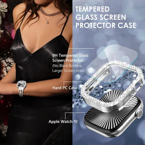 Vista 170 de Surace Bling - Carcasa con protector de pantalla para Apple Watch Series 3, 2, 1 de 1.496 pulgadas