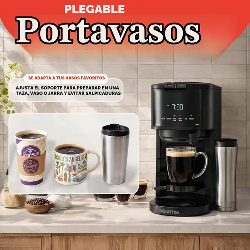 Vista 7 de Gourmia - Cafetera de 12 tazas y una sola porción, jarra de vidrio, color negro