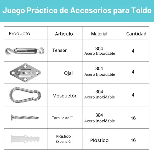 Vista 4 de HOMPER Kit de herrajes para toldo de 6 pulgadas, acero inoxidable 304