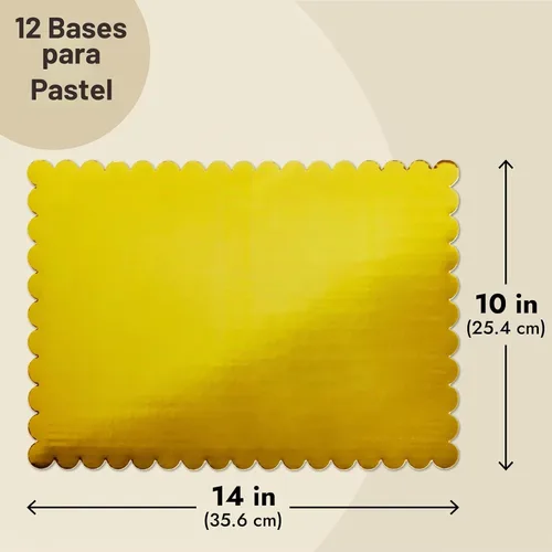 Vista 4 de Sparkle and Bash Tabla rectangular para tartas, 10 x 14 pulgadas, color dorado, paquete de 12 unidades, para cupcakes y bases de lámina dorada
