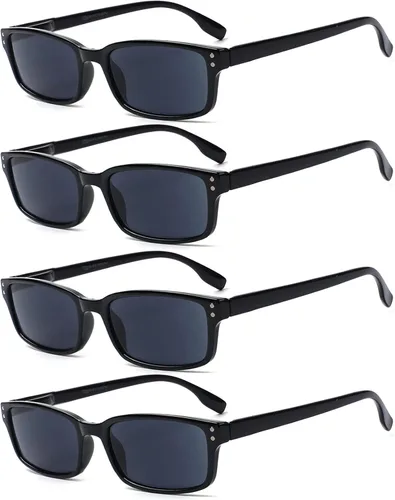 Vista 15 de Kerecsen Paquete de 4 Gafas de Lectura para Hombres y Mujeres con Bisagras de Resorte, Anteojos de Lectura Rectangulares Negros Ligeros