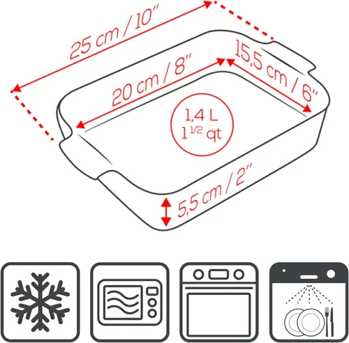 Vista 3 de Peugeot - Appolia - Plato rectangular para horno - Horno de cerámica con asas - Pizarra, 8 x 6 x 2 pulgadas Rojo