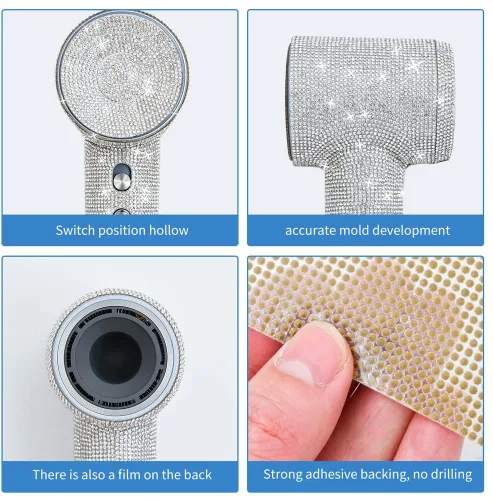 Vista 5 de Calcomanía de diamantes de imitación para secador de pelo Laifen, película protectora con cubierta de diamante para secador de pelo, diamante