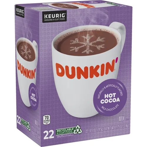 Vista 3 de Dunkin' Chocolate con leche de cacao caliente, 22 cápsulas Keurig