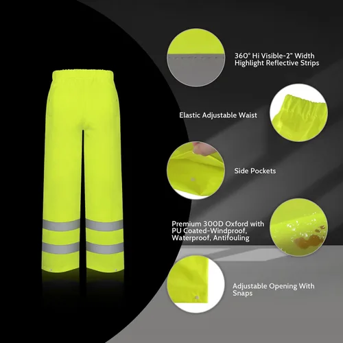 Vista 9 de TCCFCCT Chaqueta de lluvia de alta visibilidad para hombre, impermeable, abrigo de lluvia de alta visibilidad para hombres y mujeres con capucha
