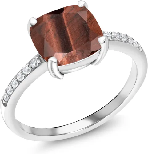 Vista 105 de Gem Stone King Anillo de compromiso de plata de ley 925 con piedra preciosa de corte cojín de 0.315 in Anillo de compromiso de aniversario de boda