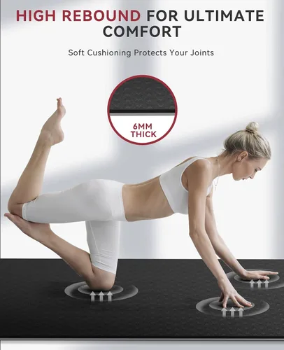 Vista 4 de HAPBEAR Large Yoga Mat - 72"x36"x6mm (1/4 inch), Extra Wide Non-Slip Exercise Mat for Home Workout, Yoga, Pilates & Stretching, Durable, Includes