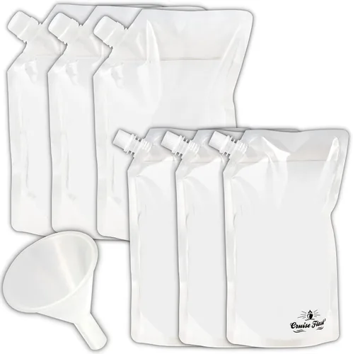 Vista 8 de Juego de envases Cruise Flask para viaje ocultables y reutilizables, para llevar alcohol a donde sea., Transparente