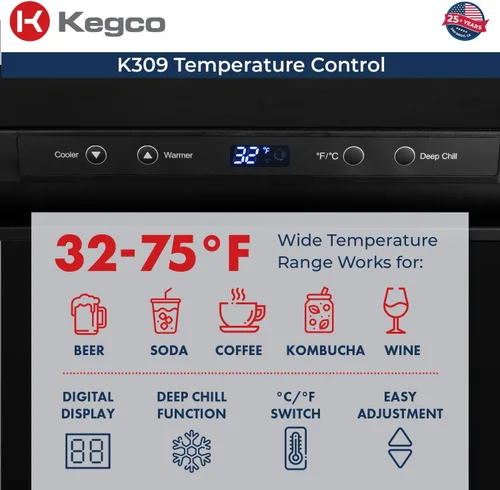 Vista 5 de Dispensador de cerveza de barril digital Kegco K309 Kegerator, Negro