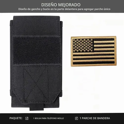 Vista 2 de Funda táctica negra Molle para teléfono celular, resistente al agua, para iPhone 11, 12, 13 Pro Max, para Samsung S22, S21, S20, FE, Note 20, A13