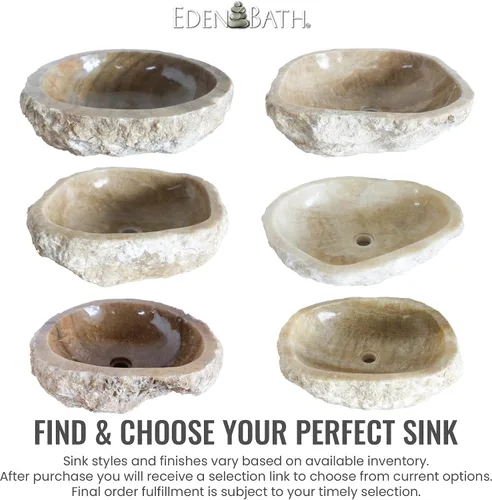 Vista 6 de Eden Bath Jurassic Onyx - Fregadero de forma variable, lavabo de piedra pulida con exterior natural