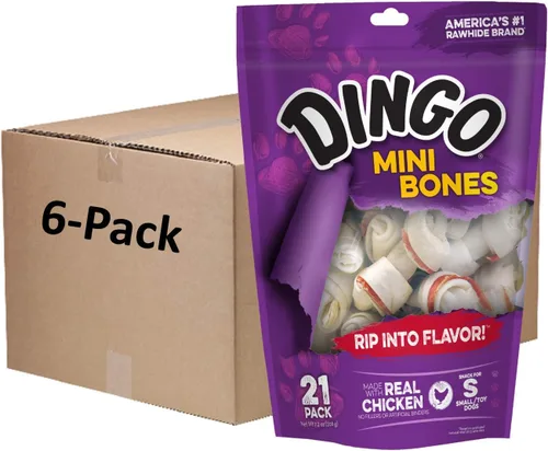 Vista 11 de Dingo 95014 Mini Bones, cuero crudo para perros pequeños, de juguete, rojo, 14