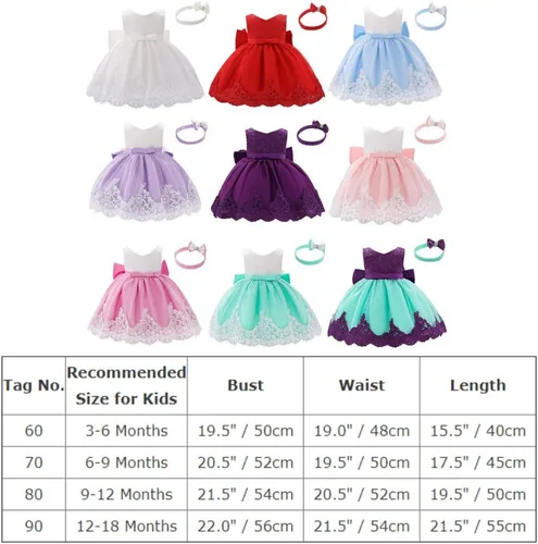 Vista 7 de Baby Girl Lace Tutu Dress Infant Toddler Wedding Flower Girl Dress First Birthday Formal Pageant Christening Dresses