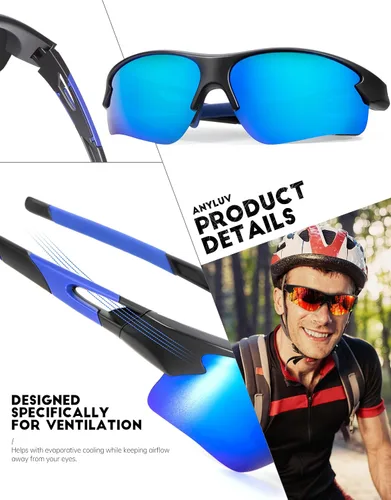 Vista 3 de ANYLUV Gafas de sol deportivas para hombres y mujeres, gafas de sol polarizadas ligeras mejoradas para hombre, protección UV para exteriores