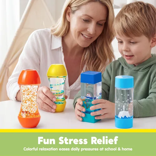 Vista 3 de JOYIN 4-Pack Mini-World Fidget Tubes for Kids, Sensory Toys for Kids with Autism, Stress Relief Sensory Tubes, Preschool Toys for Toddlers, Toy for