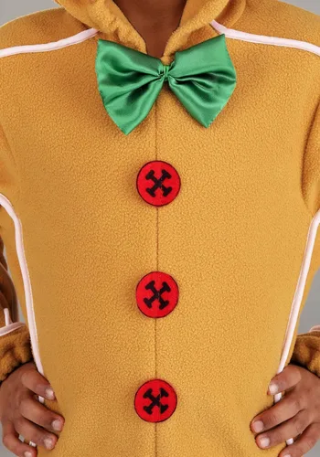 Vista 5 de Linjianvhai Disfraz de hombre de jengibre para niños, mameluco de pan de jengibre para niños, traje de Navidad para niños y niñas, disfraz