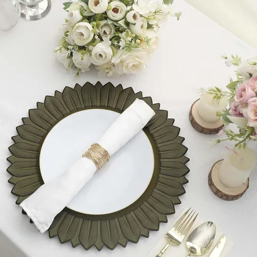 Vista 14 de Efavormart Paquete de 6 Platos Cargadores de Cena de Plástico de Girasol Amarillo Mostaza Mate de 13", Bandejas Redondas Desechables para Servir