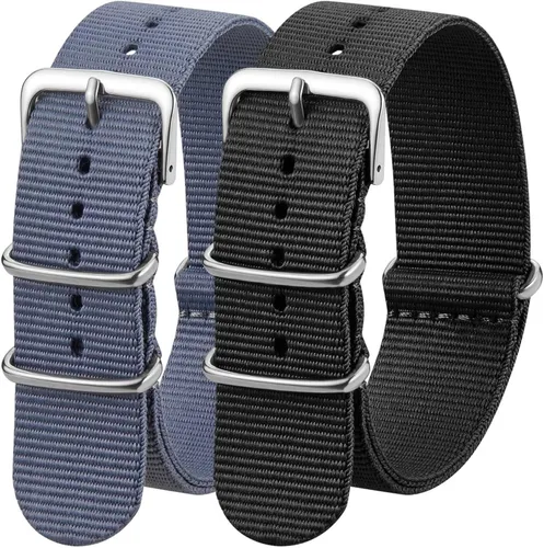 Vista 17 de Correa de Reloj de Nylon de Repuesto de Liberación Rápida con Hebilla Pesada Correas de Reloj para Hombres y Mujeres Negro Gris / Negro