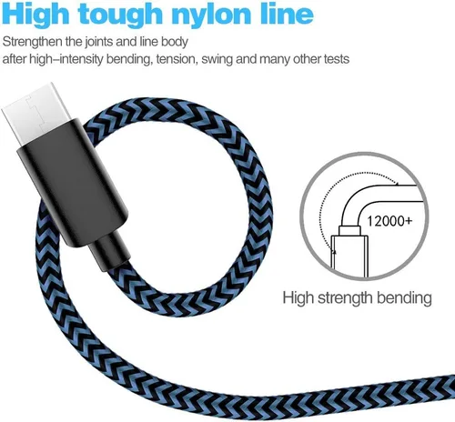 Vista 3 de Cable USB tipo C, 5 unidades (3/3/6/6/10 pies) de nailon trenzado USB C Cable de carga rápido compatible con Samsung Galaxy S9 S8 Note 9 Note 8