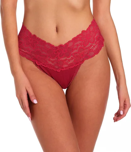 Vista 2 de Tanga de encaje retro de cintura alta para mujer, sin costuras, ropa interior de algodón de talla grande resistant long-lasting lace,tummy-control 1