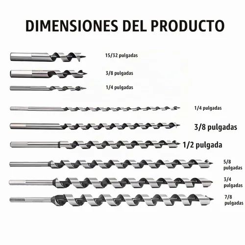 Vista 7 de Juego de 9 brocas largas para madera, 1/4"-7/8