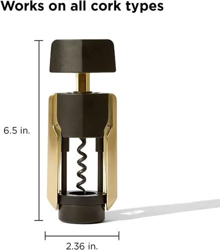 Vista 2 de RBT Abrebotellas con sacacorchos de ala premium, negro, se adapta a la mayoría de botellas de vino