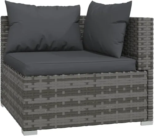 Vista 3 de Ensemble de Salon de Jardin Modulaire Gris 9 Places en Rotin PE Résistant aux Intempéries Pour Terrasse et Jardin, Confortable et Design Moderne