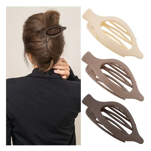 Vista 14 de ATODEN Pinzas planas para el cabello, 3 piezas, French Concord - Pinzas de mandíbula neutras grandes para cabello fino/grueso, blanco, marrón, negro