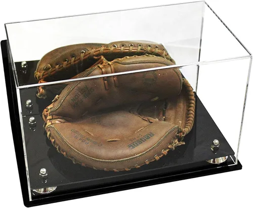 Vista 23 de Better Display Cases Vitrina de guantes de béisbol de acrílico transparente con elevadores negros (A011/V16)