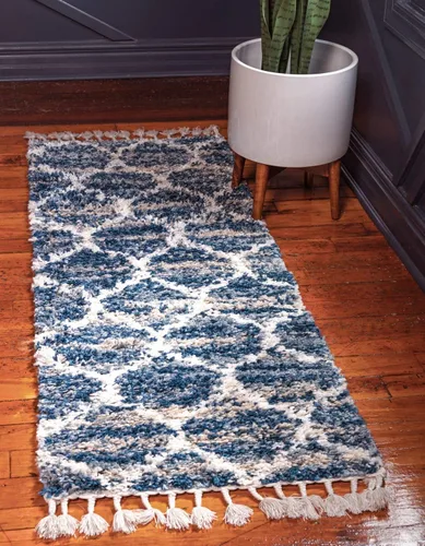 Vista 27 de Unique Loom Hygge Shag Collection - Alfombra de área enrejado (2 pies 2 pulgadas x 3 pies, rectangular, marfil / gris)
