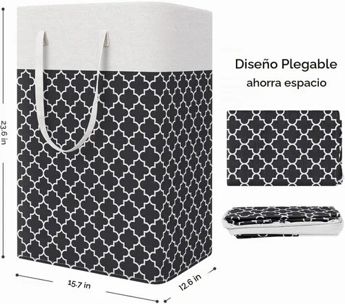 Vista 2 de StorageRight Cesta de Lavandería Canasta Grande Plegable con Asas de Fácil Transporte, Cestas de Ropa Independientes para Lavandería, Dormitorio