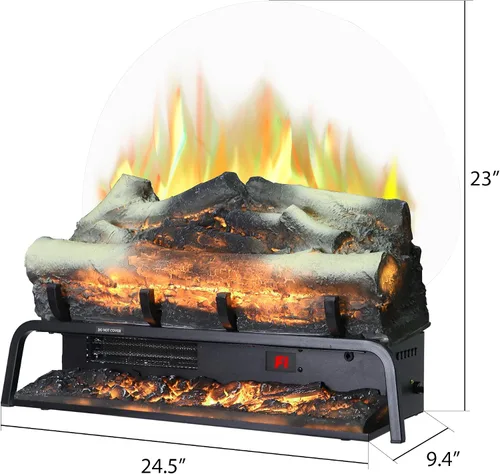 Vista 6 de Juego de troncos de chimenea eléctrica independiente WiFi de 24.5", calentador insertable de chimenea con temporizador de 9H, termostato, 6