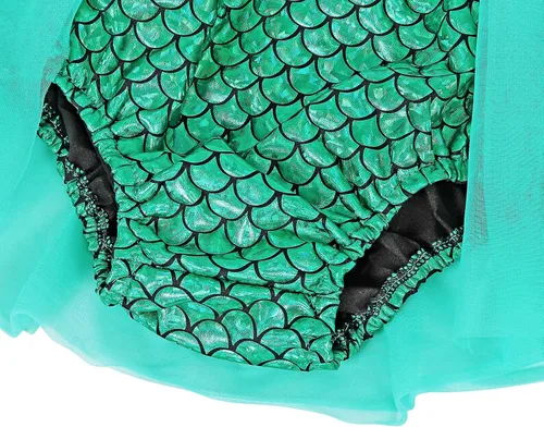 Vista 4 de HenzWorld Enterizo de sirena con lentejuelas para niños y niñas, disfraz de cumpleaños, fiesta elegante, escamas de pez, trajes de verano