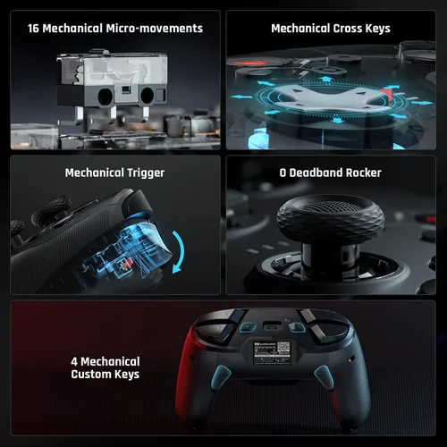 Vista 3 de BIGBIG WON Wireless Switch Controller, Bluetooth Wired Dual Mode Game Controller For Nintendo Switch, PC, Android, IOS, Custom ButtonsNFCTurbo