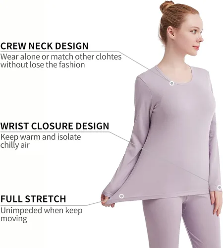 Vista 2 de Ropa interior térmica para mujer Long Johns conjuntos de ropa interior térmica para mujer, capa base ultra suave, regalos con caja