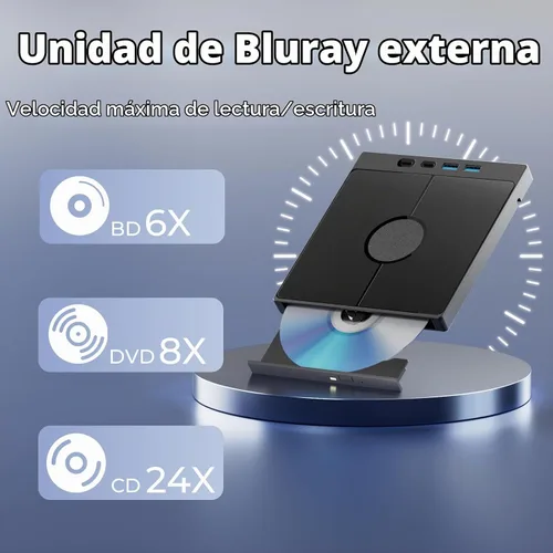 Vista 3 de Unidad externa multifuncional de Blu Ray para la lectura del disco de la ayuda 100G de la PC Plug & Play Bluray Burner externo con puertos USB