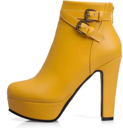 Vista 23 de Scaoruki Zapatos de otoño de moda para mujer, botines de tacón de bloque