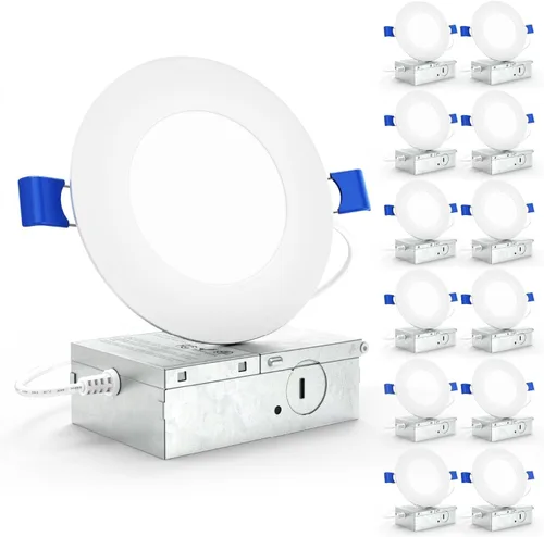Vista 6 de Sunco Paquete de 12 Luces LED Empotradas de 4 Pulgadas, Iluminación de Techo Delgada sin Lata, 650 LM, 10W (Equivalente a 60W), 3000K Blanco Cálido