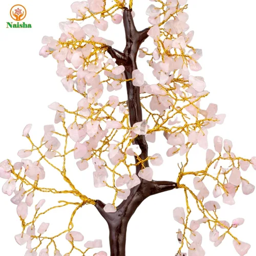 Vista 5 de NAISHA Árbol de la vida de cuarzo rosa, árbol de chakras para energía positiva, figura de Feng Shui, piedra preciosa hecha a mano, bonsái de árbol