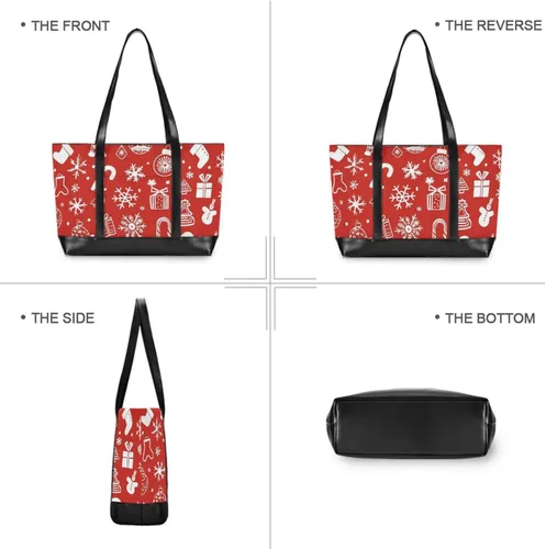 Vista 3 de Merry Christmas Icon Red Large Capacity laptop purse for women 14 with zipper large work bags for women for mom with diaper estuche para laptop 14