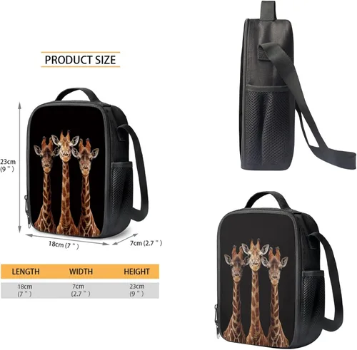 Vista 63 de HUGS IDEA Juego de 3 bolsas escolares con aislamiento térmico para el almuerzo, estuche para lápices