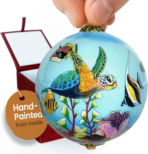 Vista 22 de Cornucopia Maui ornamento de Navidad de cristal pintado a mano con caja de regalo, recuerdo coleccionable CC/M