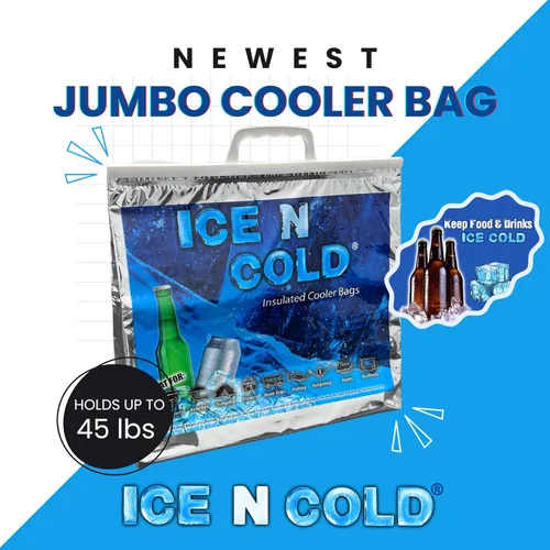 Vista 2 de ICE N COLD Bolsas de refrigeración aisladas para pícnic/compras (paquete de dos) para comestibles, camping, senderismo, playa, viajes, ligero
