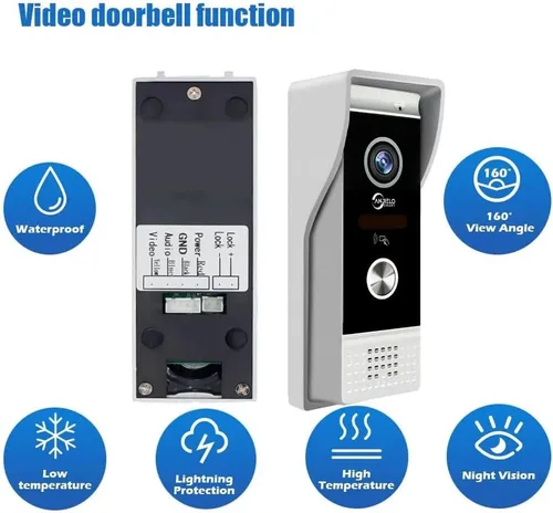 Vista 8 de ANJIELO SMART Timbre de video de apartamento, monitor de pantalla táctil HD de 1080P (negro), cámara de timbre para exteriores, timbre de timbre