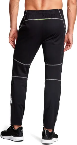 Vista 3 de TSLA Pantalones de ciclismo térmicos a prueba de viento para hombre, pantalones de ciclismo con forro polar, pantalones de ciclismo para exteriores