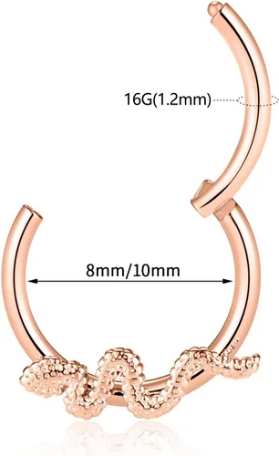 Vista 5 de FUNLMO 18G 16G - Piercing para tabique apilado, triple apilado, acero quirúrgico, daith, caracola, hélix, cartílago, lóbulo, piercing