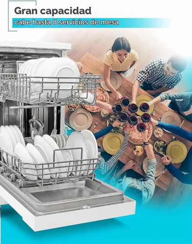 Vista 2 de BLACK+DECKER Lavavajillas portátil de 18", lavavajillas compacto con capacidad para 8 servicios de mesa, tina de acero inoxidable, 6 programas