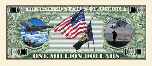 Vista 3 de US Navy Conmemorative Million Dollar Bill - Juego de 10